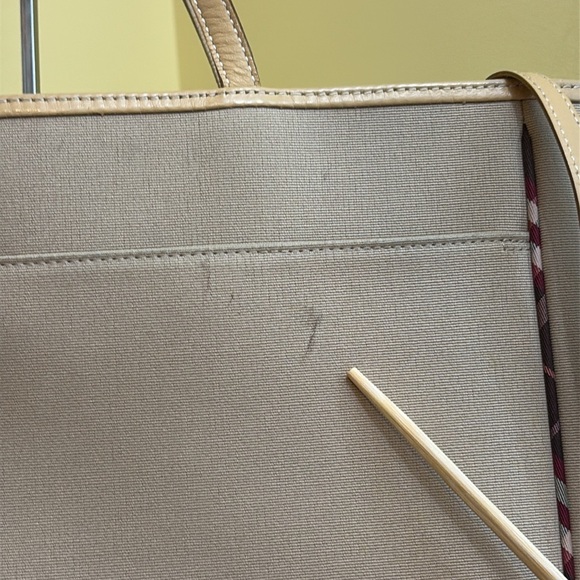 Burberry Blue Label | Beige Tan Canvas Nova Check Detail Tote Bag Handbag - Picture 4 of 17